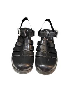 JuJu Jellies Black Chunky Sandals Women size 7 casual chunky heel.